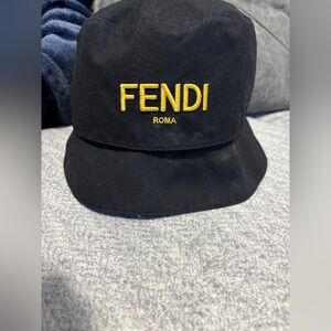 Fendi Black and Yellow Luxury Bucket Hat (Reversible) (Size L) (Unisex)
